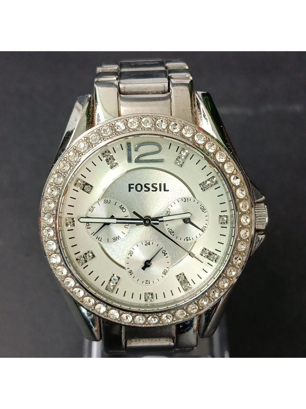 Fossil Riley ES3202 Women 37mm Stainless Steel Analog Dial Quartz Watch Chips
